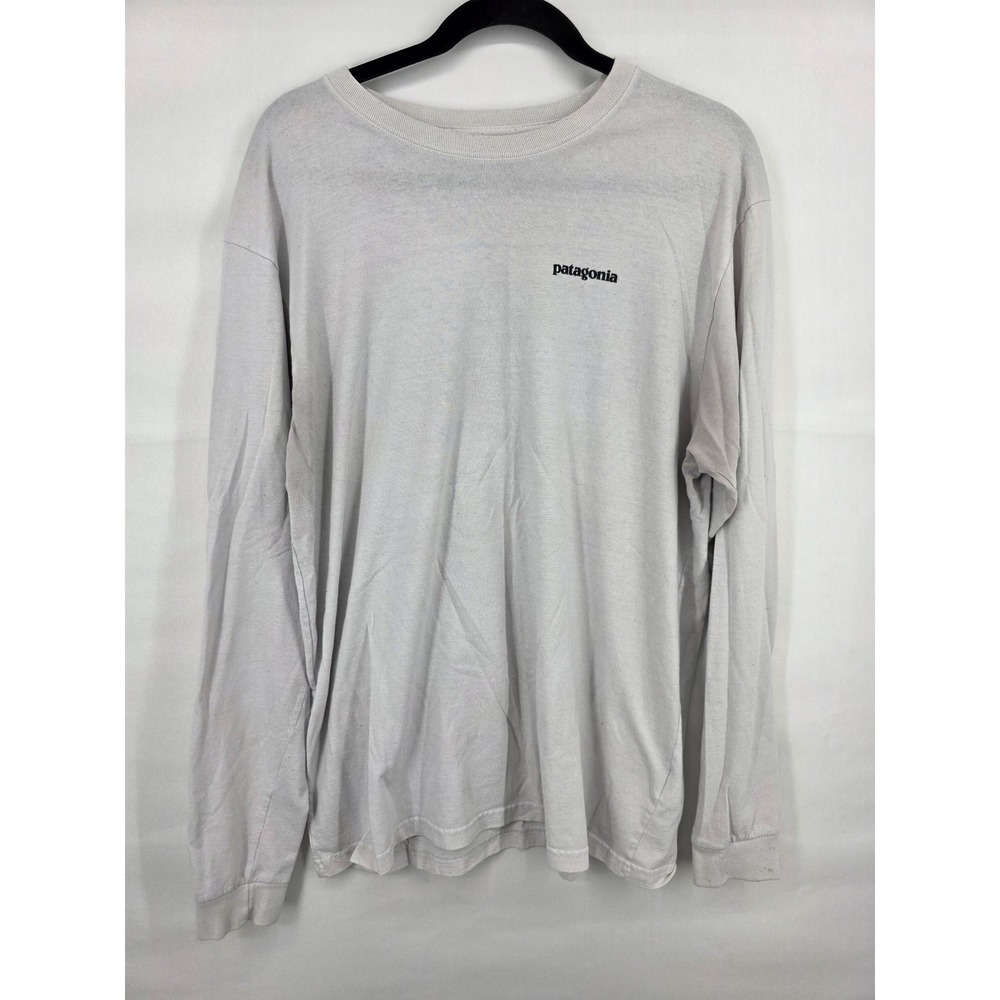 Patagonia Mens Responsibili-Tee Long Sleeve Shirt Gray Large Fitz Roy Logo